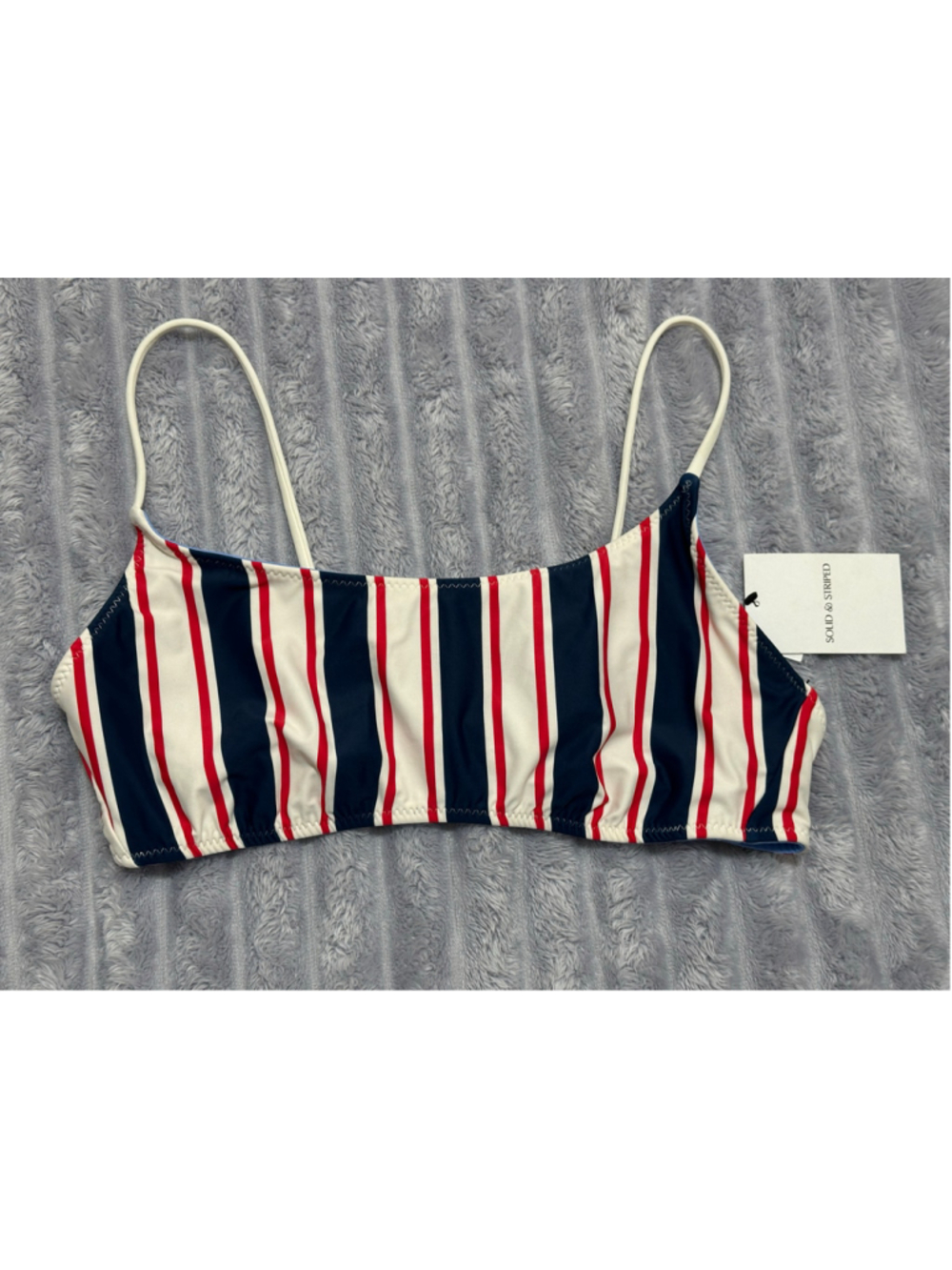 Solid & Striped Reversible Bikini Top — Size L, New with Tags